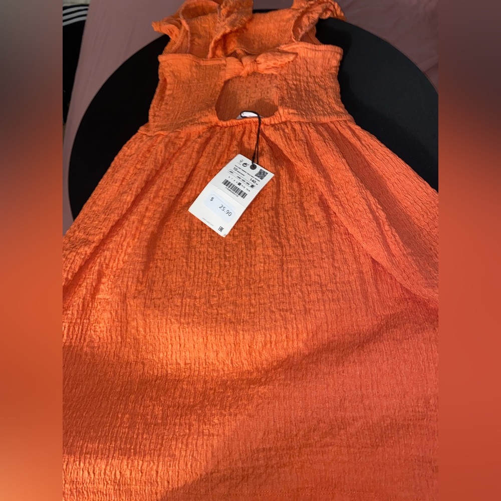 Never worn beautiful Zara girl dress orange red size 10